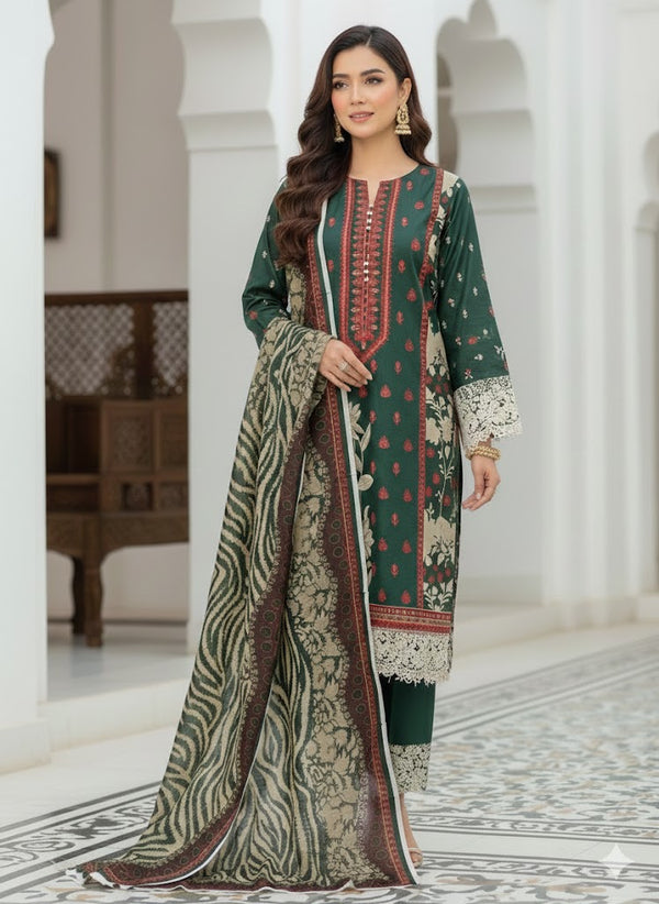 Premium 3PC Unstitched Lawn Suit – Luxury Summer Edit